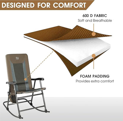 TIMBER RIDGE Outdoor Folding Rocking Chair, Hard Armrests - Image 5