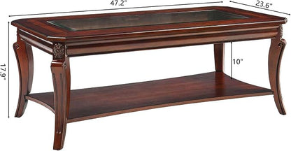 Traditional Distressed Farmhouse Style Coffee Table Set - Image 2