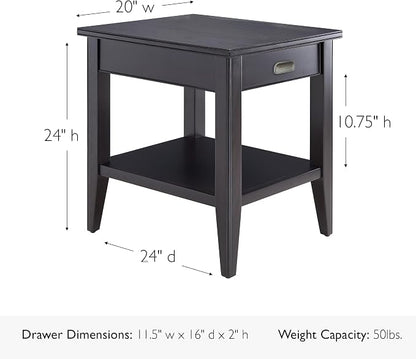 Leick Home Laurent End Table, Solid Wood, 1 Drawer, Bottom Display Shelf - Image 3