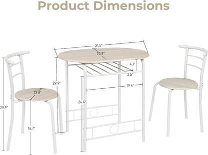 VINGLI 3 Piece Dining Set, Small Kitchen Table Set - Image 7