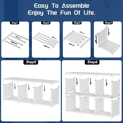 Mavivegue Book Shelf, 18 Cube Storage Organizer, DIY Bookcase, Metal Cube - Image 6