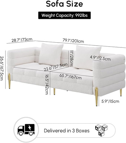 homary 79" Modern Boucle Sofa Couch, Upholstered Luxury Sofa - Image 2