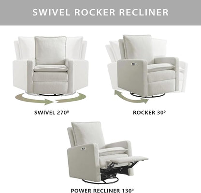 Oxford Baby Uptown Power Recliner/Glider, Boucle White - Image 4