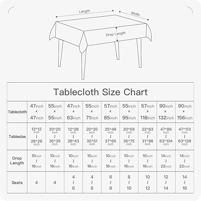 BALCONY & FALCON Rectangle Tablecloth 47” x 63“ Washable Wrinkle Resistant and - Image 7