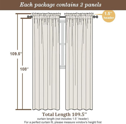 Chyhomenyc Extra Long White Semi Sheer Curtains 108 Inches Long 2 Panels Set - Image 5