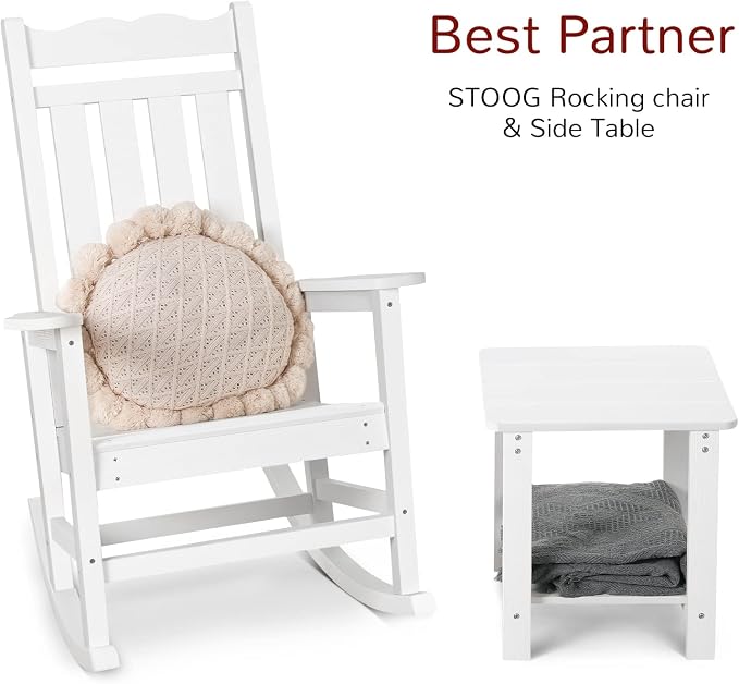Stoog Set of 2 Outdoor Rocking Chairs, HIPS Plastic Porch Rocker - Image 7