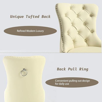 KCC Faux Leather Dining Chairs Set of 4, Upholstered High-end Tufted Dining - Image 5