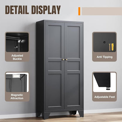 Yizosh Metal Pantry Cabinet, Tall Kitchen Pantry Storage Cabinet - Image 4