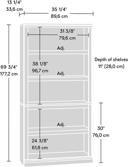 Sauder 5 Tier Book Shelf Wooden Bookcase Multipurpose Bookshelf - Image 10