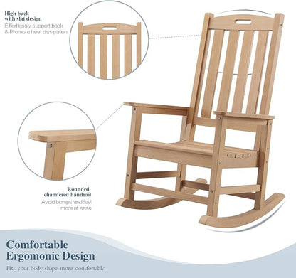 Psilvam Oversized Outdoor Rocking Chair Set of 2, Porch Rocker - Image 4