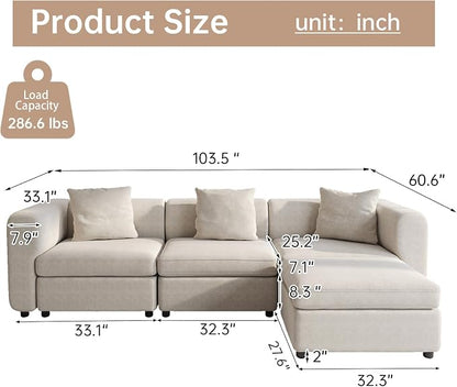 Guyii Velvet Sectional Sofa, Oversized 4-Seater L-Shaped Convertible Couch - Image 2