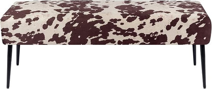 DUHOME Velvet Bench Ottoman, Upholstered Bedroom Benches Cow Print End of Bed - Image 6