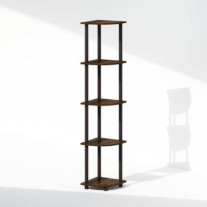 Furinno Turn-N-Tube Storage Shelves, 5-Tier Book Shelf, Corner Shelf, Toolless - Image 4