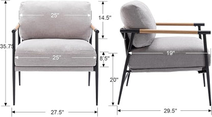 Ya-Home Mid-Century Accent Chair, Soft Armchair Chenille Fabric Lounge Chair - Image 2