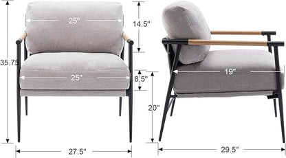 Ya-Home Mid-Century Accent Chair Set of 2, Soft Armchair Chenille Fabric Lounge - Image 3