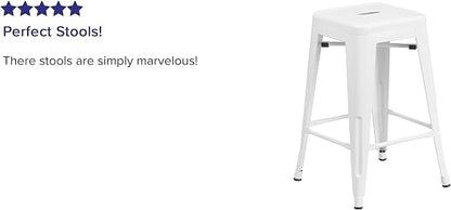 Flash Furniture Lily 4 Pack Commercial Grade 24" High Backless White Metal - Image 5