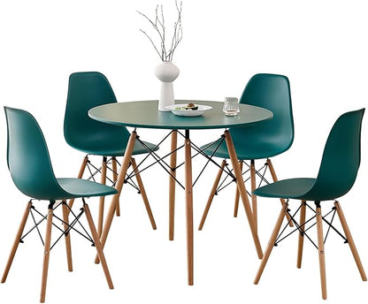 5-Piece Round Dining Table Set, Small 35.5" Kitchen Table Chairs Set of 4 Space by LECAFURHL