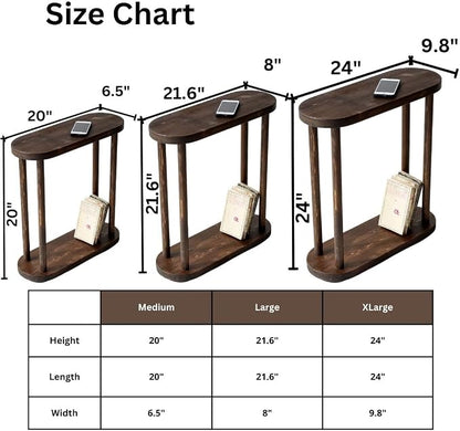 Oval Solid Wood Narrow Side Table, Slim End Table, Small Coffee Table - Image 6