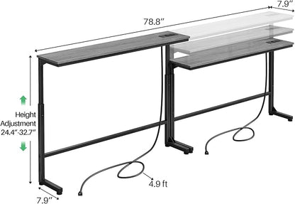 Kitstorack 2-Pack Dark Gray Console Table, 7.9" Deep Panel, Adjustable Height & - Image 3