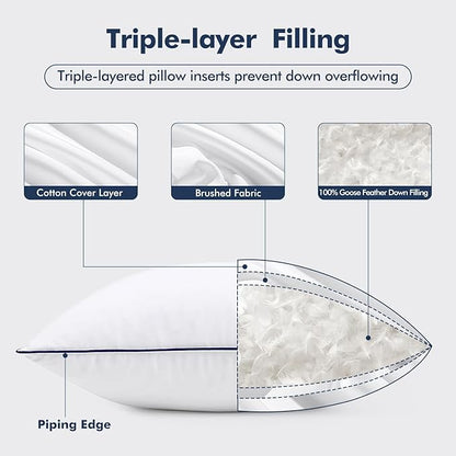 MIULEE Goose Feather Down 18x18 Pillow Insert Set of 2 - Image 4