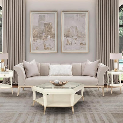 MICHAEL AMINI Yvette Sofa in Porcini Velvet and Champagne Wood Frame - Image 2
