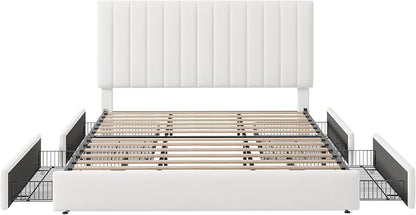 Allewie King Size Storage Bed Frame, Vertical Channel Tufted Adjustable - Image 8