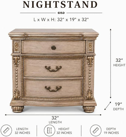First of a Kind Nightstand Bedroom Furniture Evelyn Champagne Traditional Wood - Image 4
