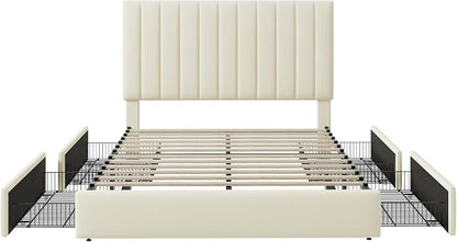 Allewie Queen Size Storage Bed Frame, Vertical Channel Tufted Adjustable - Image 8