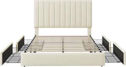 Allewie Full Size Storage Bed Frame, Vertical Channel Tufted Adjustable - Image 8