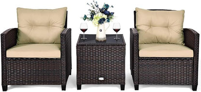Tangkula 3 Pieces Patio Furniture Set, PE Rattan Wicker 3 Pcs Outdoor Sofa Set - Image 9