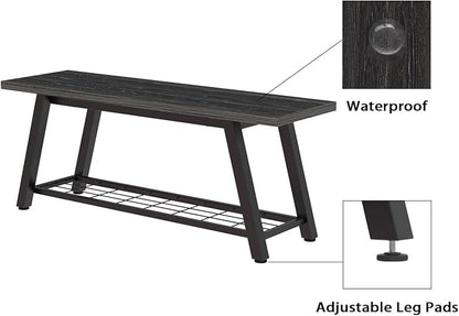 Oastreeful Industrial Entryway Bench Rustic Wood and Metal Storage Bench - Image 8