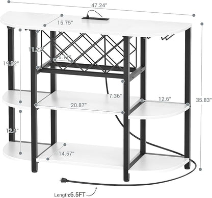 Unikito Bar Table Cabinet with Charging Station, Wine Rack Table with LED Light - Image 3