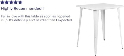 Flash Furniture Nolan Commercial Grade 31.5" Square White Metal Indoor-Outdoor - Image 3