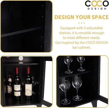 COCO DESIGN Small Bar Cabinet, Farmhouse Buffet Coffee Sideboard - Image 7