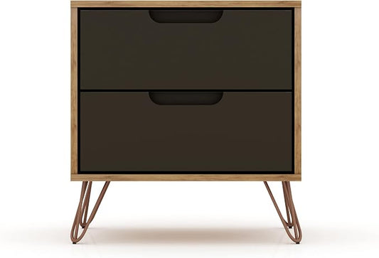 Elegant Gray Nightstand with Shelf and Drawer Made from Sustainable Materials by Unknown