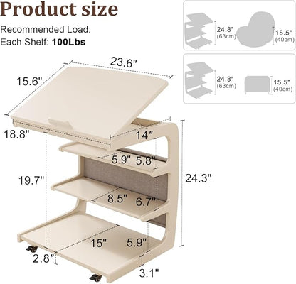 AQIMUELE Rolling Side Table, C Shaped End Table, C Table - Image 6