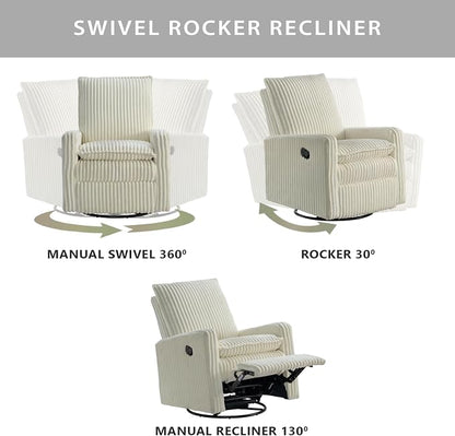 Oxford Baby Uptown Upholstered Glider Recliner Rocking Chair 360° Swivel - Image 4