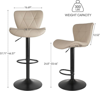 Nalupatio Modern Bar Stools Set of 3, Adjustable Faux Leather Upholstered - Image 2