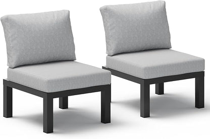 Aluminum Outdoor Patio Sofa Set, 2 Seats Modular Sectional Single Seat Sofa by Oasbira