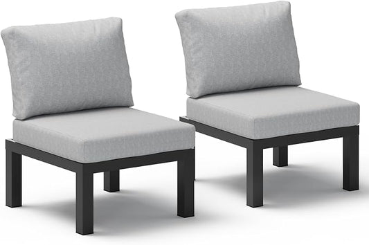 Aluminum Outdoor Patio Sofa Set, 2 Seats Modular Sectional Single Seat Sofa by Oasbira
