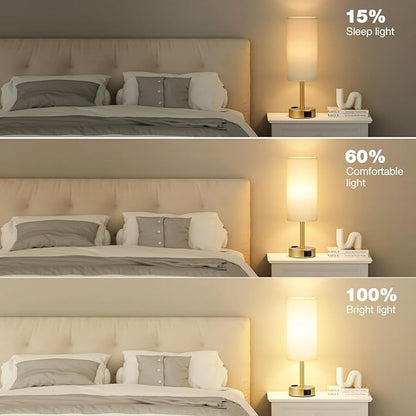 Fenmzee Gold Touch Lamp for Bedroom- 3 Way Dimmable Bedside Lamp USB C A - Image 2