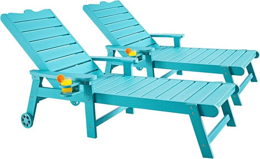 ONBRILL Patio Chaise Lounge Set of 2, Outdoor Lounge Chairs by ONBRILL