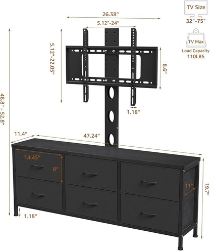 TV Stand with Mount, Fabric Dresser with 6 Drawers - Image 2