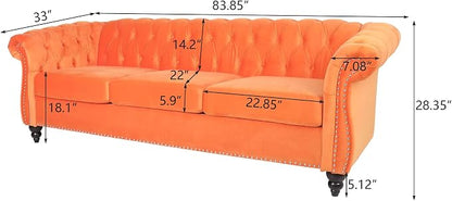 AVZEAR 3 seat Sofa, Velvet Sofa Living Room Large Sofa Modern Chesterfield - Image 2