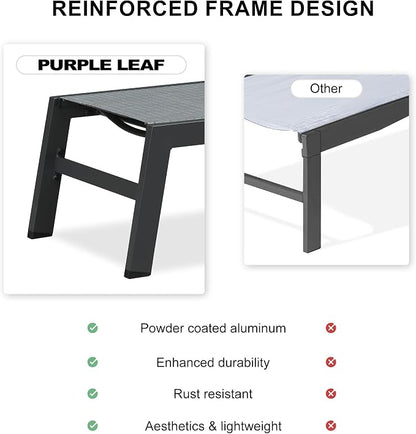 PURPLE LEAF Outdoor Chaise Lounge Set of 4 Aluminum Patio Lounge Chair - Image 6