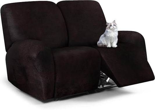 ANARACHON Leather Look Loveseat Recliner Cover, 6-Pieces Stretch Dual Recliner by ANARACHON