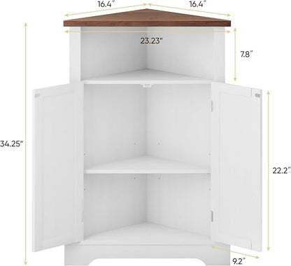 Smuxee Bathroom Corner Storage Cabinet, Farmhouse Floor Corner Cabinet - Image 2