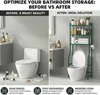 GloTika 3-Tier Over Toilet Storage - 150lb Total Capacity Metal Bathroom - Image 7
