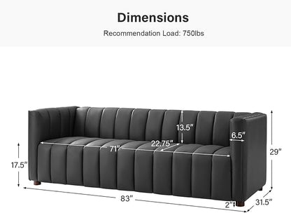 HULALA HOME 83" Genuine Leather Sofa - Image 2