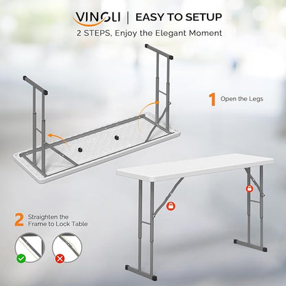 VINGLI 4 FT Narrow Folding Table, Home Work - Image 9